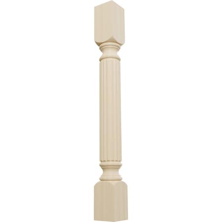 Ekena Millwork 3 3/4"W x 3 3/4"D x 35 1/2"H Raymond Reeded Cabinet Column, Rubberwood COL03X03X35RARW